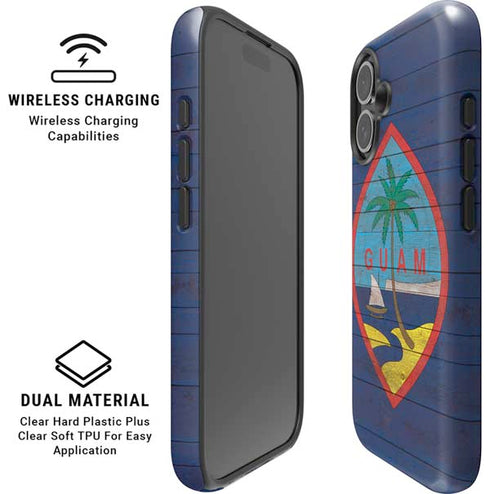 Guam Flag Dark Wood iPhone 17 Magsafe Impact Case